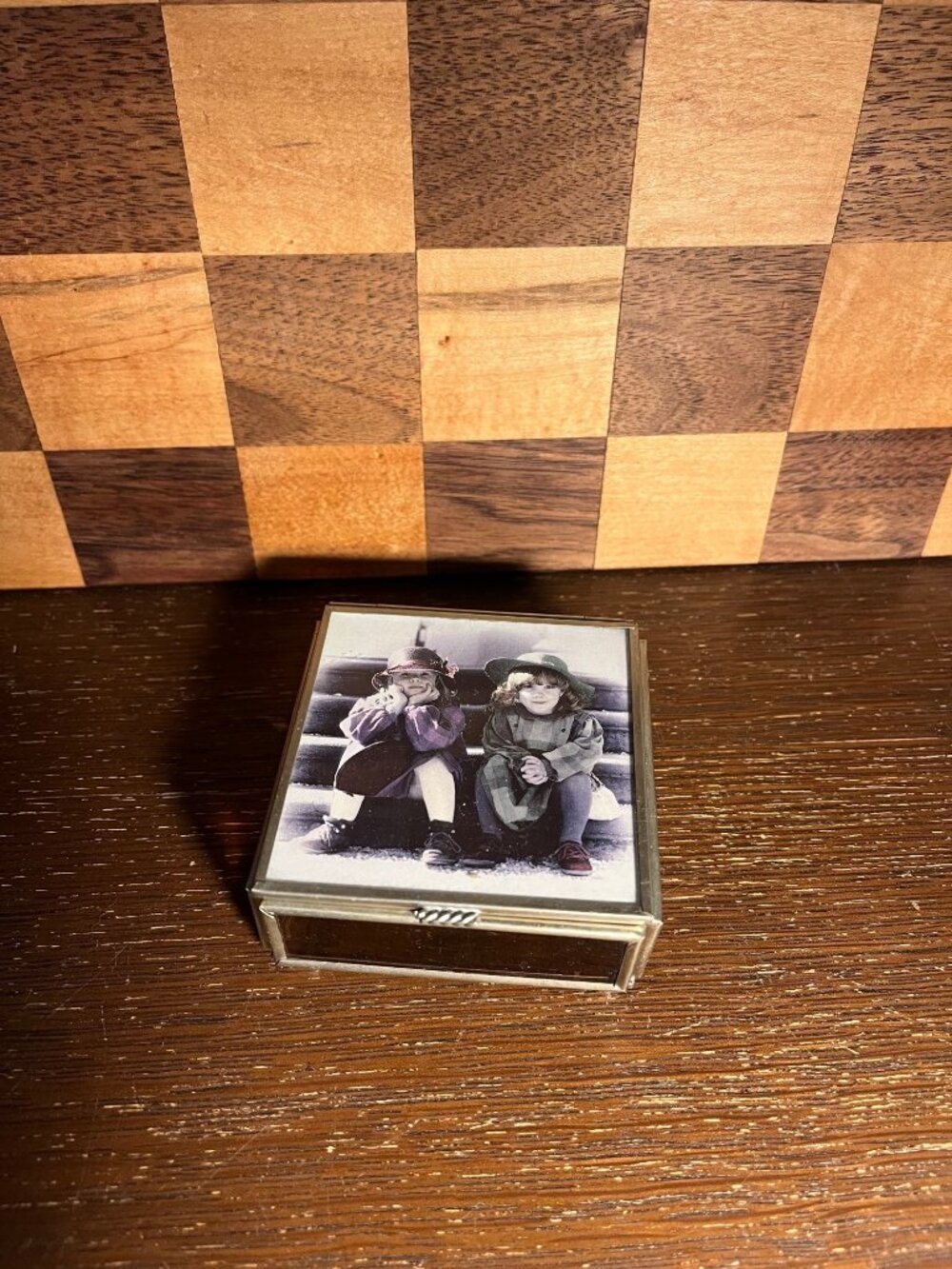 Enesco Glass and Metal Trinket Box with Little Girls Picture A127
